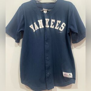 Kids Yankees Navy Blue Button-Up Jersey